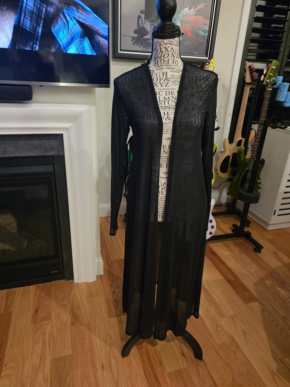 Forever 21 Sheer Black Longline Open Front Duster